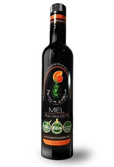     Contenido Neto: 500 ml.
    Jugo Aloe + Miel Palma: 99,7%.
    Hojas Aloe Frescas: 1,3 Kg.
    Aloe Sin Aire: Proceso integral en Túnel de Frío Sin Aire
    Aloe Ecológico: Certificado
    Máximos Principios Activos: 2884 ppm de Acemanano
    Registro Sanitario Alimentos: nº 21.25696/TF
    Botella Cristal Negra antioxidación
